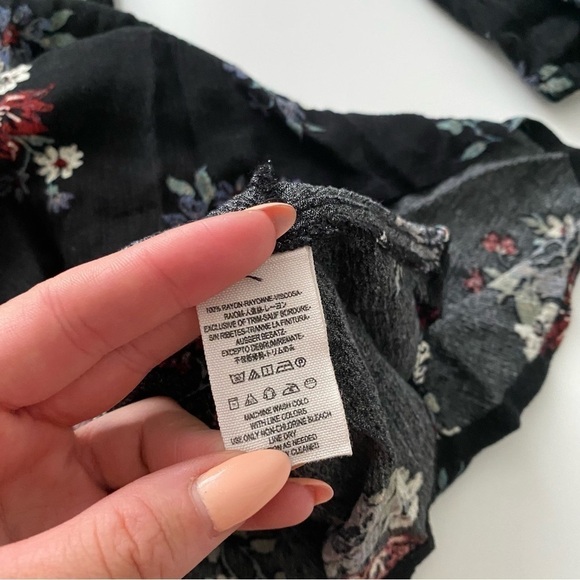 Free people black free swing top tunic dress floral print small - Picture 8 of 11
